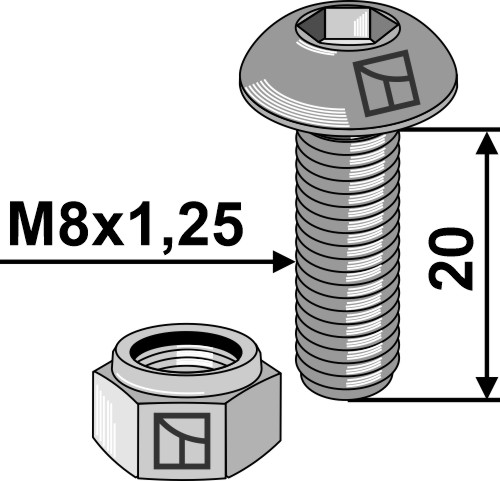 Saucer-head screw M8x1,25x20 with hexagon socket