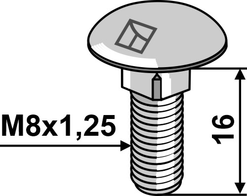 Lautasruuvi M8x1,25x16 - galvanoitu