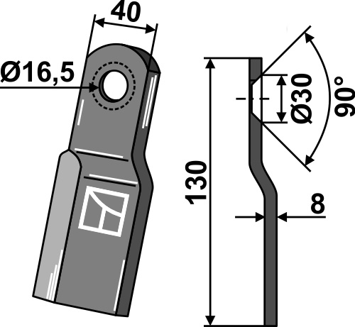 Överlappande skärblad 130 x 40 mm