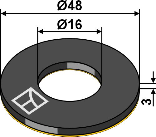 Damper washer Ø48x3xØ16 - EPDM self-adhesive